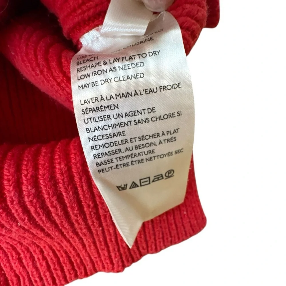Free People M Very Oversized Red Ribbed Knit Sweater Dole man Sleeve